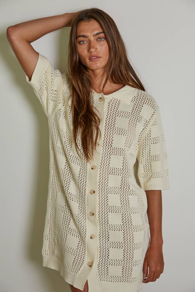 Knit Cotton Sweater Cardigan Mini Dress