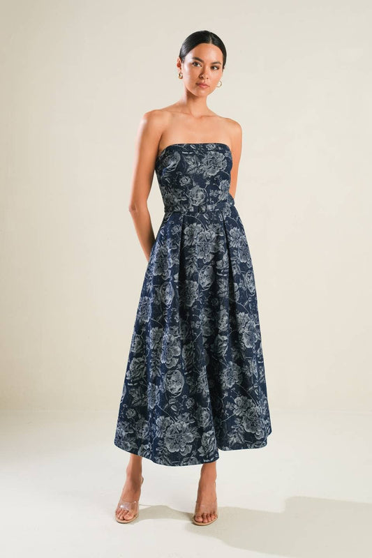 A Jacquard Denim Midi Dress